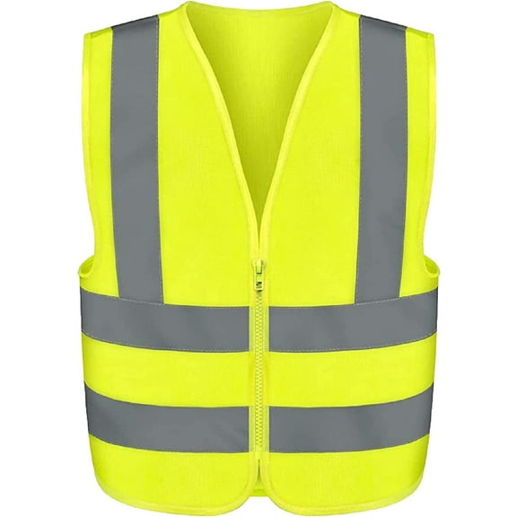 NEIKO Safety Vest, High Visibility Vest with Reflective Strips, Neon Yellow Vest, Zipper Front, Reflective Vest for Men and Women, Work Vest, Security Vest and Hi Vis (X-Large for Adults, 53942A)