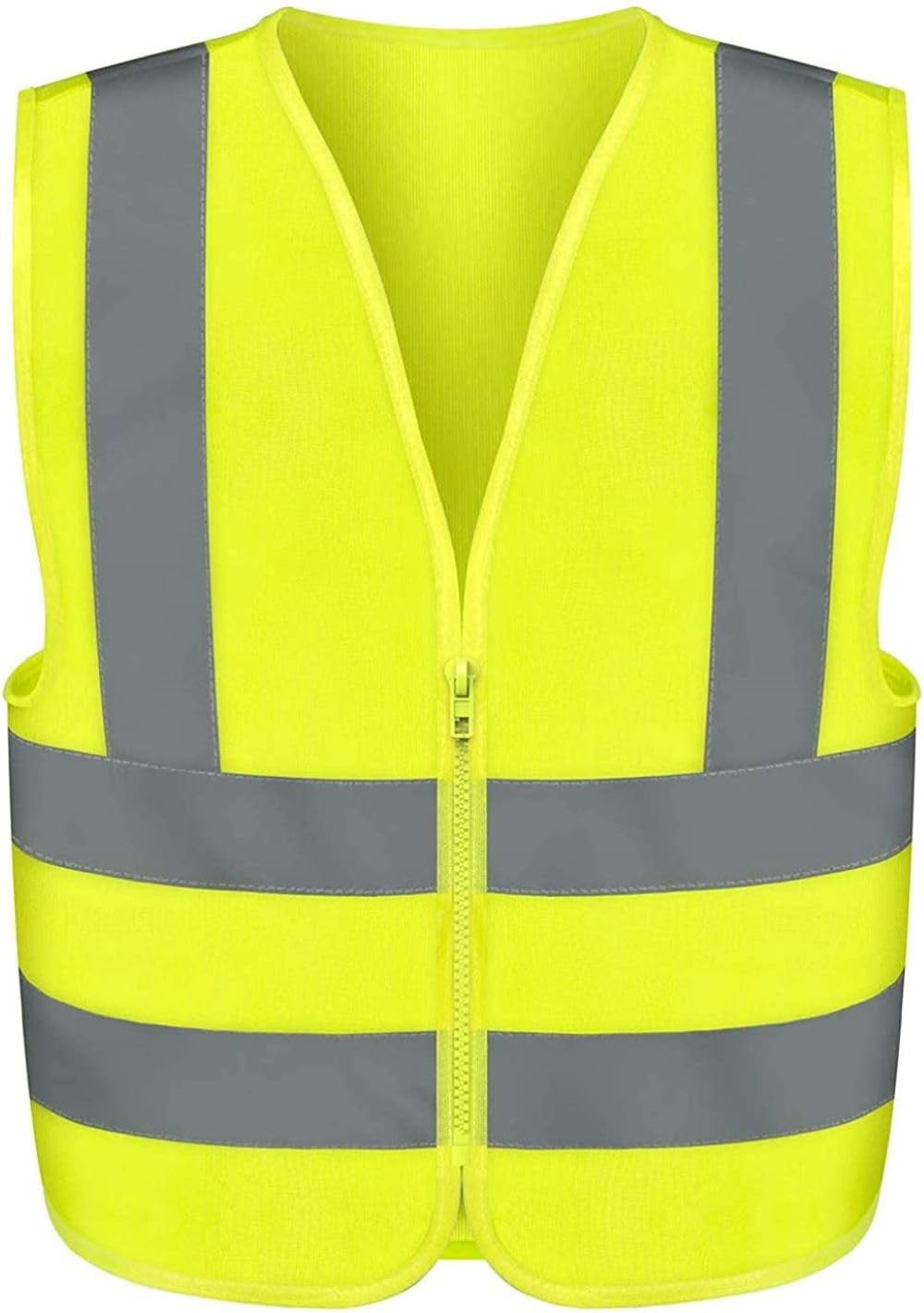NEIKO Safety Vest, High Visibility Vest with Reflective Strips, Neon Yellow Vest, Zipper Front, Reflective Vest for Men and Women, Work Vest, Security Vest and Hi Vis (XX-Large for Adults, 53943A)