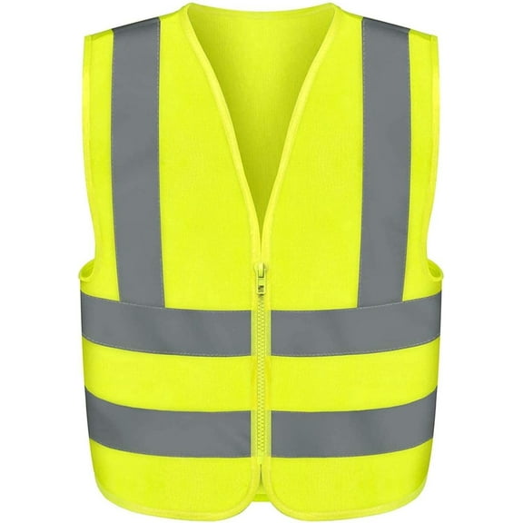 NEIKO Safety Vest, High Visibility Vest with Reflective Strips, Neon Yellow Vest, Zipper Front, Reflective Vest for Men and Women, Work Vest, Security Vest and Hi Vis (XX-Large for Adults, 53943A)