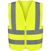 NEIKO Safety Vest, High Visibility Vest with Reflective Strips, Neon Yellow Vest, Zipper Front, Reflective Vest for Men and Women, Work Vest, Security Vest and Hi Vis XX-Large for Adults, 53943A