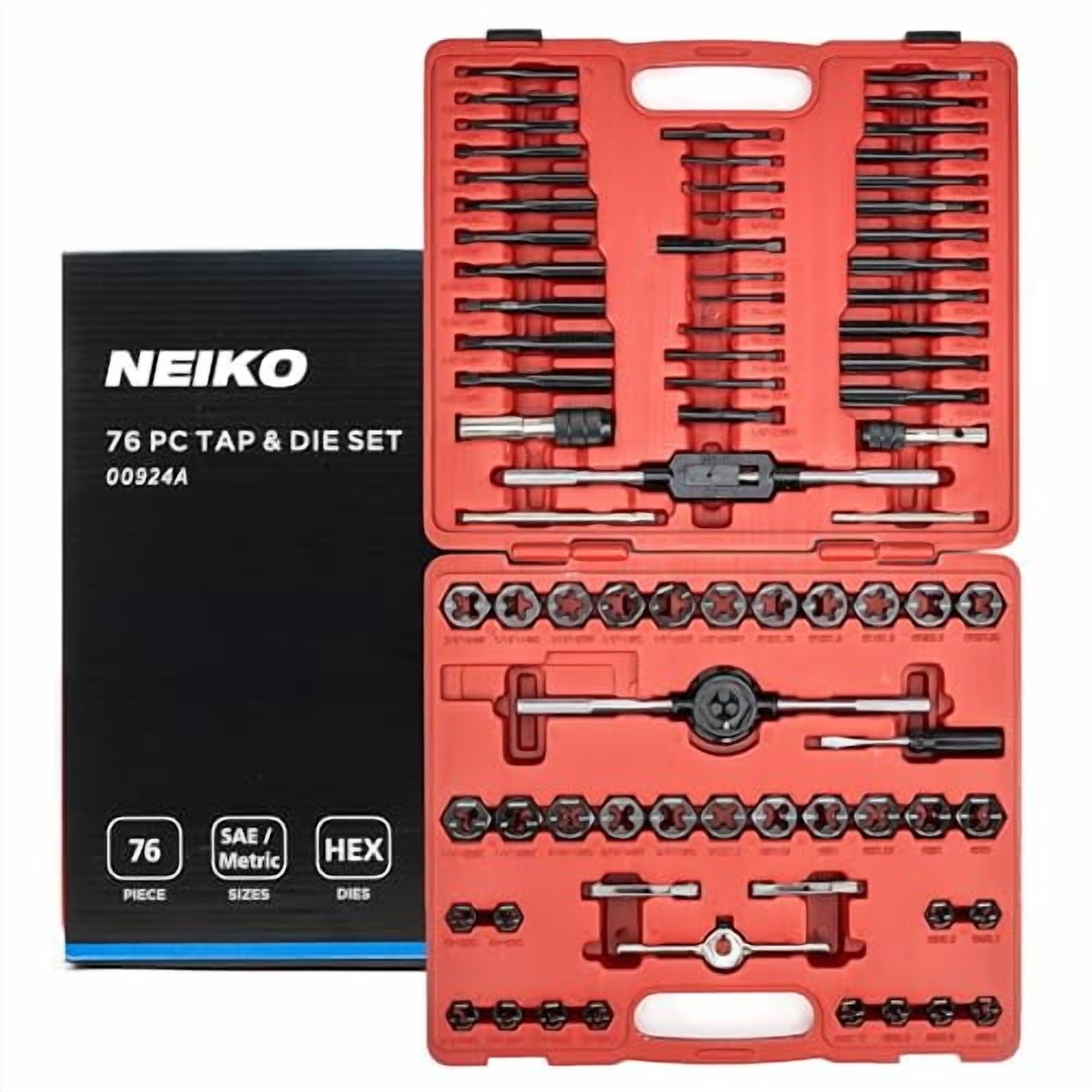 NEIKO Tap and Die Set, 76 Piece, Metric and Standard, Rethreading ...