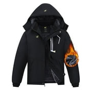 NEIKU Boy's Waterproof Ski Jacket Warm Winter Snow Coat Windproof Snowboarding Rain Jacket Black 10-12 Years