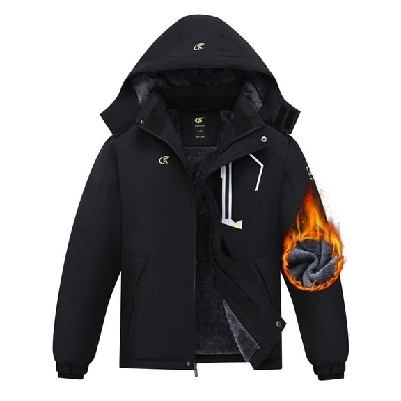 NEIKU Boy's Waterproof Ski Jacket Warm Winter Snow Coat Windproof Snowboarding Rain Jacket Black 10-12 Years