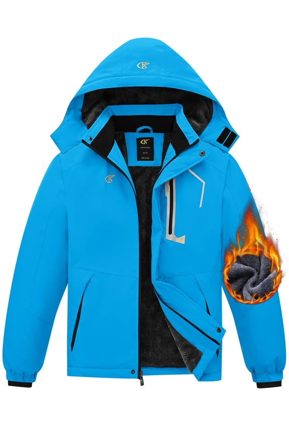 Boy's Waterproof Ski Jacket Warm Winter Snow Coat Windproof Snowboarding Rain Jacket Blue 8-9 Years