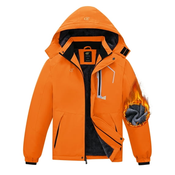 NEIKU Boy's Waterproof Ski Jacket Warm Winter Snow Coat Windproof Snowboarding Rain Jacket Orange 14-16 Years