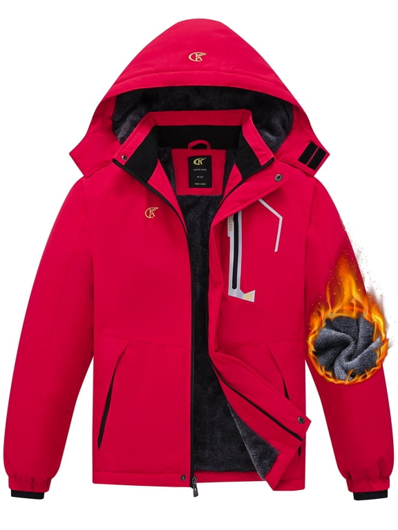 Boy's Waterproof Ski Jacket Warm Winter Snow Coat Windproof Snowboarding Rain Jacket Red 10-12 Years