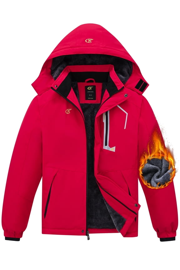 Boy's Waterproof Ski Jacket Warm Winter Snow Coat Windproof Snowboarding Rain Jacket Red 10-12 Years