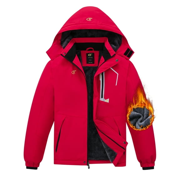 NEIKU Boy's Waterproof Ski Jacket Warm Winter Snow Coat Windproof Snowboarding Rain Jacket Red 8-9 Years