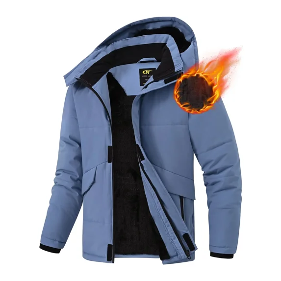 NEIKU Boys Winter Jacket Waterproof Fleece Lined Hooded Winter Puffy Cotton Coat Outdoor Jacket Gray Green 6-7Y