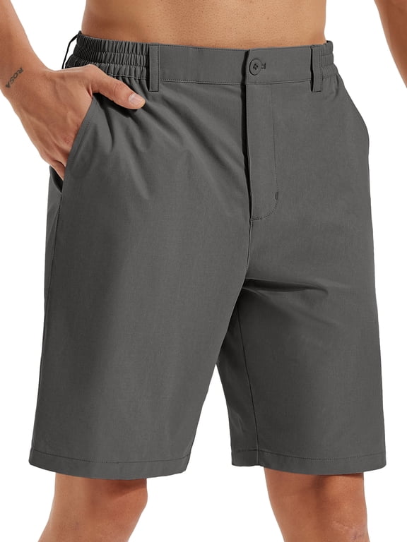 Men's Casual Shorts 9" Lightweight Golf Shorts for Men Stretch with 3 Pockets Quick Dry Breathable Work Shorts Darkgray L
