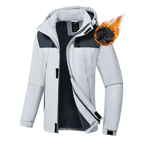 NEIKU Women's Waterproof Ski Jacket Warm Winter Snow Coat Mountain Windbreaker Hooded Raincoat Jacket Light gray M