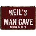 thumbnail image 1 of NEIL'S Man Cave Red Grunge Sign Metal 8x12 Decor 208120003094, 1 of 1