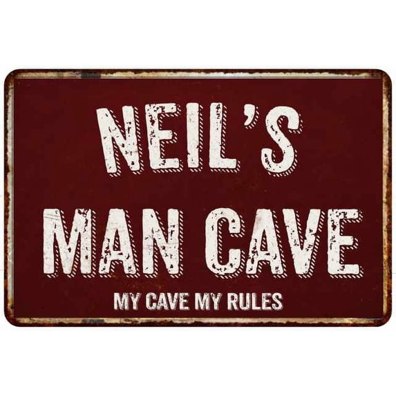 NEIL'S Man Cave Red Grunge Sign Metal 8x12 Decor 208120003094