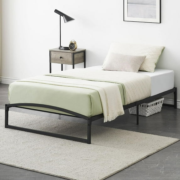 NEILA 10 Inch Metal Platform Twin Size Bed Frame – Unique Arch Design, Low Profile, Sturdy Steel Slats with 1,000 lbs Capacity, Noise-Free, No Box Spring Needed, Easy Assembly, Black Finish