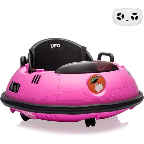 NEILA 12V Kids Ride on Bumper Car 360° Spin Battery Powered Electric Fun Toys with Remote Control , LED Lights , Safety Belt , Music , 2 Driving Modes for Toddlers Boys and Girls (Pink)