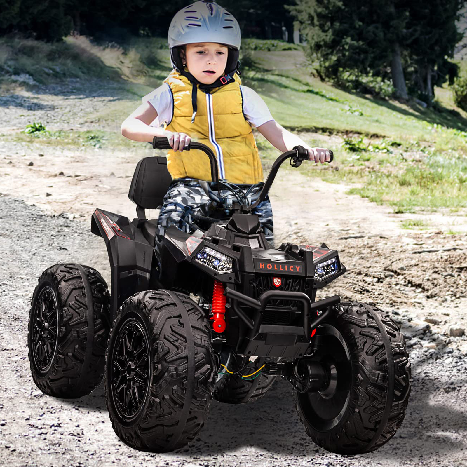 NEILA 24V Kids ATV, Ride on Car for Kids, 4WD OffRoad 4 Wheeler Quad