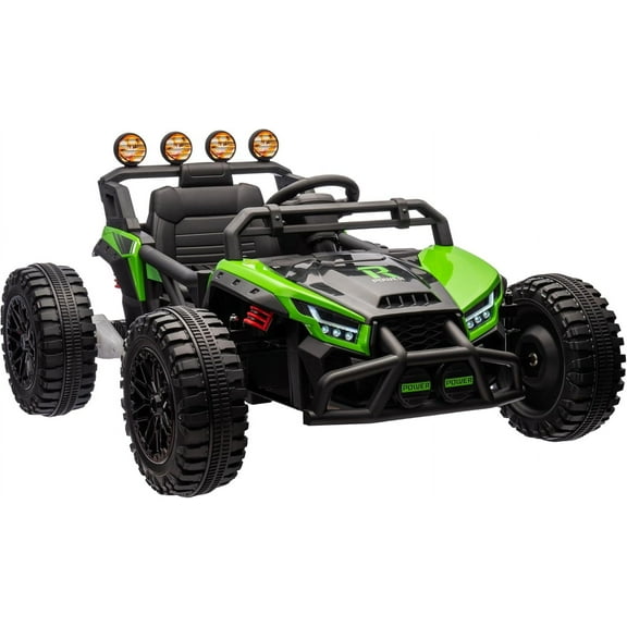 NEILA 24V Ride On UTV for Kids – Electric Powered Adventure Vehicle with Remote Control, Spring Suspension, LED Lights, Music, and 130W Performance for Thrilling Outdoor Fun,Green