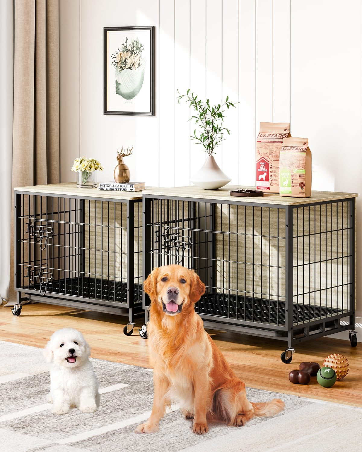 NEILA 27.2" Rustic Gray Heavy Duty Dog Crate Furniture - Stylish Dual ...