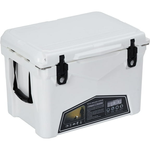 NEILA 35 Quart Hard Camping Cooler, Portable Insulated Ice Chest Cooler Box with Heavy Duty Handle, 5-Day Ice Retention, Great for Beach, Camping, Picnic, BBQ, Fishing,White