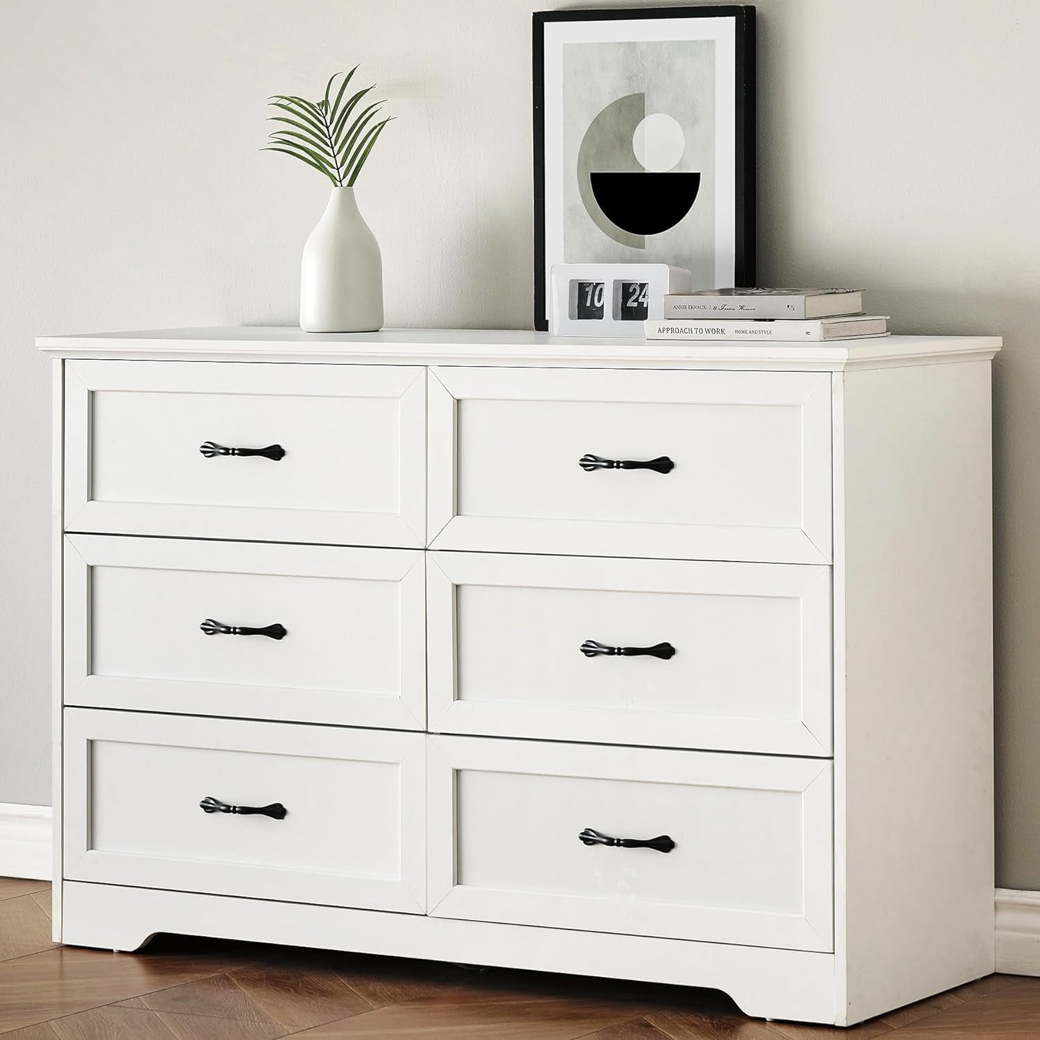 NEILA 6 Drawer Dresser for Bedroom Chests of Drawers Nightstand Storage ...
