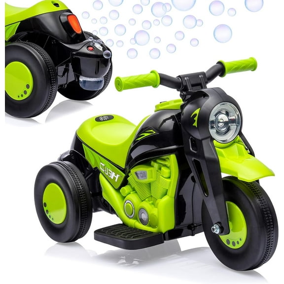 NEILA 6V 15W Kids Motorcycle with Bubble Function Battery Powered Ride on Motorbike Toy With LED Headlights, Music, 3 Wheels Kids Ride On Bubble Motorbike,for Kids Ages 3+ Boys Girls Green