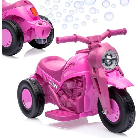 NEILA 6V 15W Kids Motorcycle with Bubble Function Battery Powered Ride on Motorbike Toy With LED Headlights, Music, 3 Wheels Kids Ride On Bubble Motorbike,for Kids Ages 3+ Boys Girls Pink