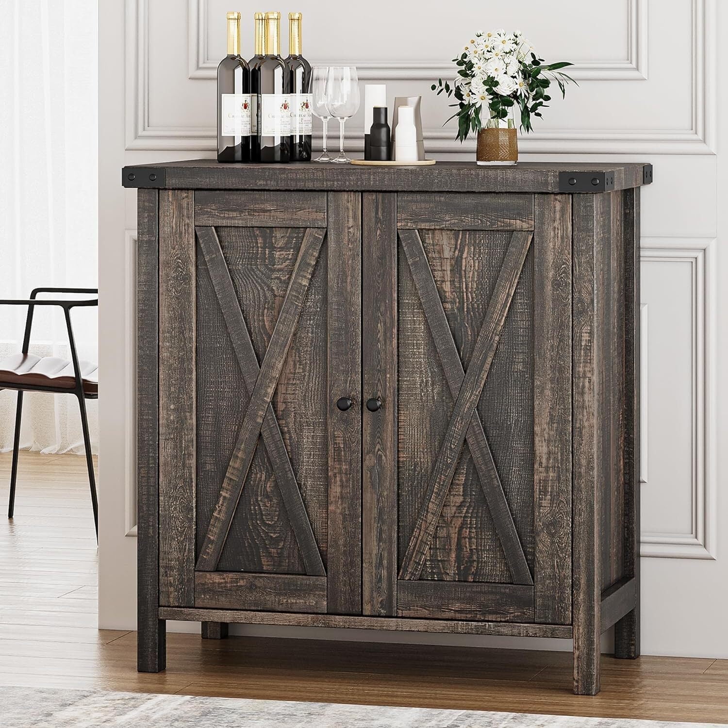 NEILA Buffet Cabinet Farmhouse Storage Cabinet with Doors and Shelves ...