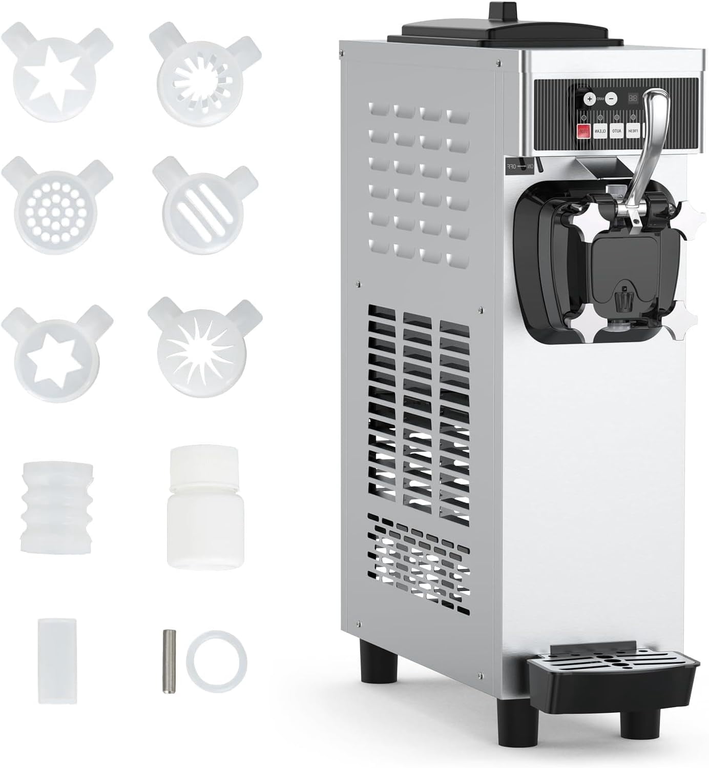 NEILA Commercial Ice Cream Maker Machine with 7L Hoppers 1200W, 4.7-5.8Gal/h Auto-Clean Single Flavor Soft Serve Ice Cream Machine, for Bars/Restaurants