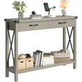thumbnail image 1 of NEILA Console Table with 2 Storage Drawers, Entryway Table, Farmhouse Narrow Sofa Table with Storage Shelf, Accent Wood Table for Bedroom, Living Room, Hallway, Foyer, 43"L x 12"W x 30"H (Grey), 1 of 7
