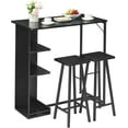 thumbnail image 1 of NEILA Dual-Purpose Bar Table Set - Compact 3-Piece Dining and Work Area with Storage Shelves, Includes 2 Stools for Small Spaces, Black, 1 of 8