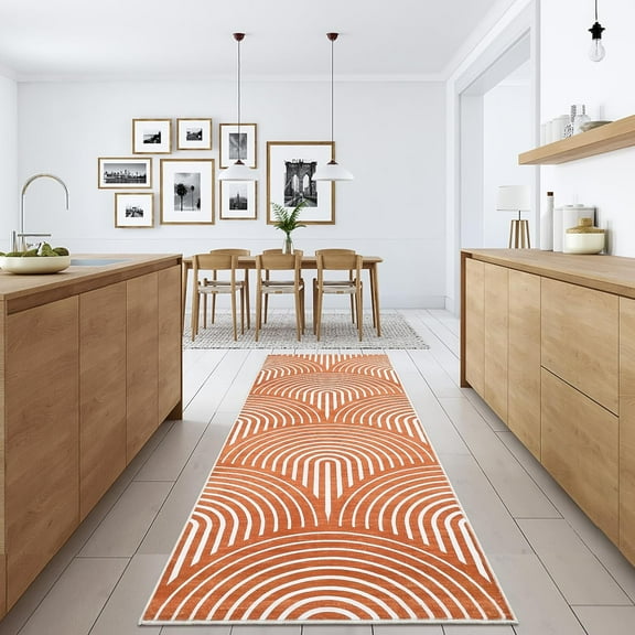 NEILA Entrance Carpet 2x6 Runner Rugs Machine washable runners Abstract hallway rugs Modern geometric runners Non-slip runners Suitable for living room Bedside Kitchen,Orange