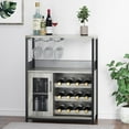 thumbnail image 1 of NEILA Farmhouse Wine Bar Cabinet with Detachable Wine Rack – Gray Kitchen Buffet Cabinet with Glass Holder and Mesh Door, Ideal for Living Room and Bar, 1 of 8