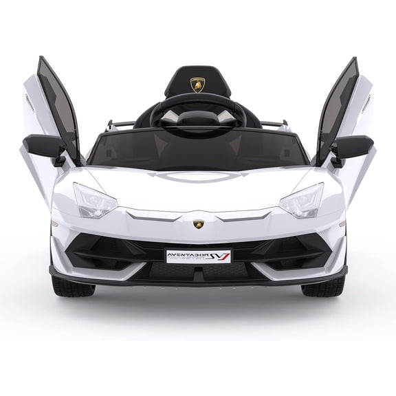 NEILA Lamborghini Licensed 12V Kids Ride on Car Electric Vehicles for Kids Battery Powered Sports Car with Remote Control, 2 Speeds, Sound System, LED Headlights and Hydraulic Doors (White)