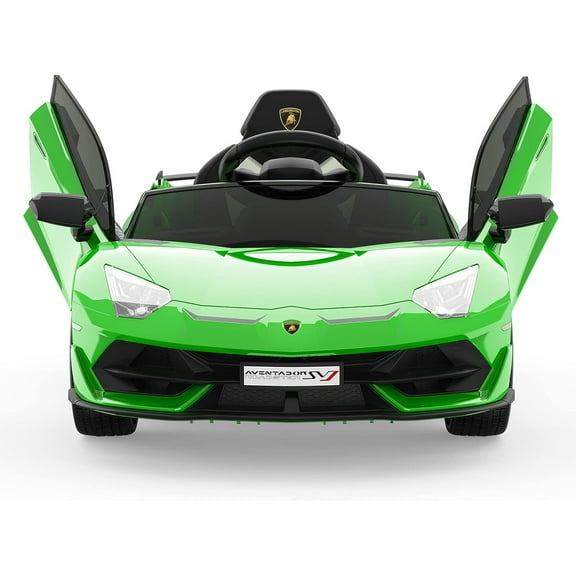 NEILA Lamborghini Licensed 12V Kids Ride on Car Electric Vehicles for Kids Battery Powered Sports Car with Remote Control, 2 Speeds, Sound System, LED Headlights and Hydraulic Doors (Green)