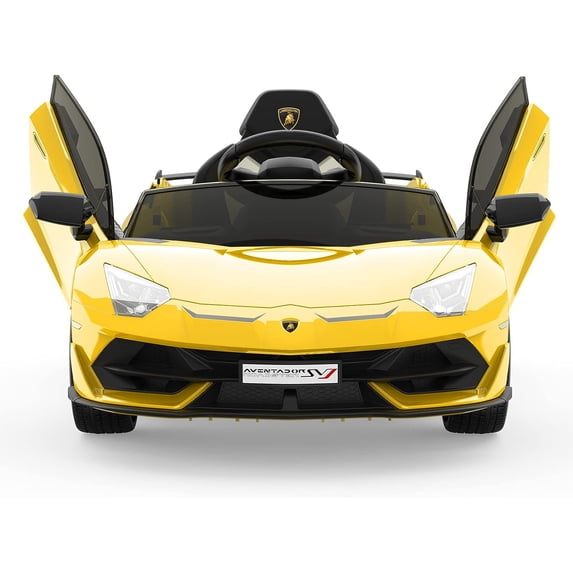 NEILA Ride on Car for Kids 12V Licensed Lamborghini Electric Vehicles Battery Powered Sports Car with Control, 2 Speeds, Sound System, LED Headlights and Hydraulic Doors