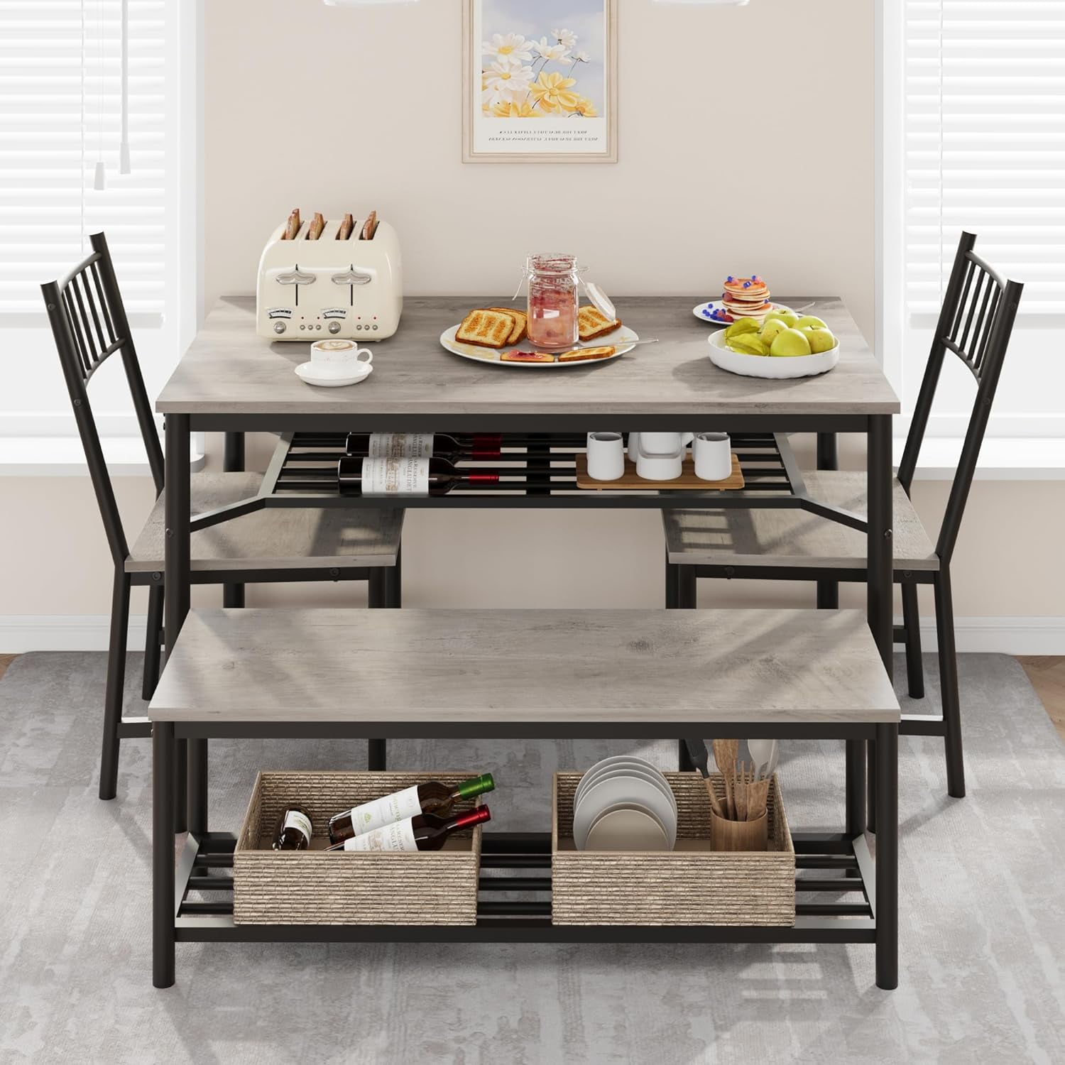 NEILA Stylish Dining Table Set for 4 - Kitchen Table with Comfortable ...