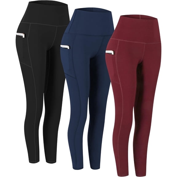 NEIRID 3 Pack High Waist Yoga Pants,Yoga Pants for Women Tummy Control Workout Pants 4 Way Stretch Leggings with Pockets