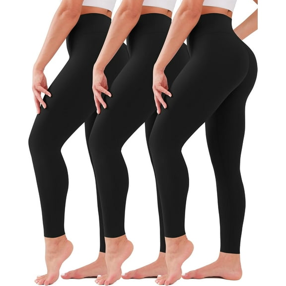 NEIRID 3 Pack Leggings for Women High Waisted No See-Through Tummy Control Soft Yoga Pants Womens Workout Athletic Running Leggings