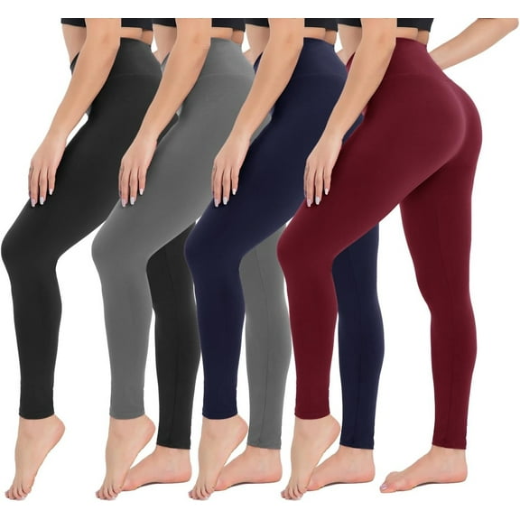 NEIRID 4 Pack Leggings for Women - High Waisted Tummy Control Yoga Pants for Workout Gym Black Leggings Plus Size Dance