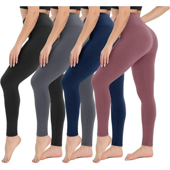 NEIRID 4 Pack Leggings for Women - High Waisted Tummy Control Yoga Pants for Workout Gym Black Leggings Plus Size Dance