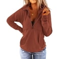 thumbnail image 1 of NEIRID  Women's Long Sleeve Lapel Half Zip Up Sweatshirt Solid Stylish Loose Fit Casual Pullover Tops, 1 of 6