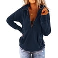 thumbnail image 1 of NEIRID  Women's Long Sleeve Lapel Half Zip Up Sweatshirt Solid Stylish Loose Fit Casual Pullover Tops, 1 of 7