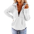 thumbnail image 1 of NEIRID  Women's Long Sleeve Lapel Half Zip Up Sweatshirt Solid Stylish Loose Fit Casual Pullover Tops, 1 of 7