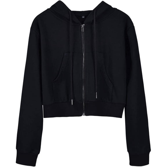 NEIRID  Womens Cute Workout Cropped Zip Up Drawstring Hoodie Sweatshirt Jacket