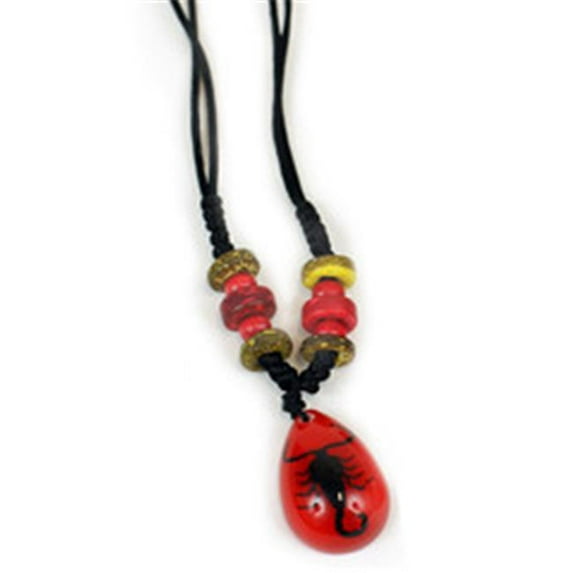 NEK101 Necklace Beaded Black Scorpion Red Background