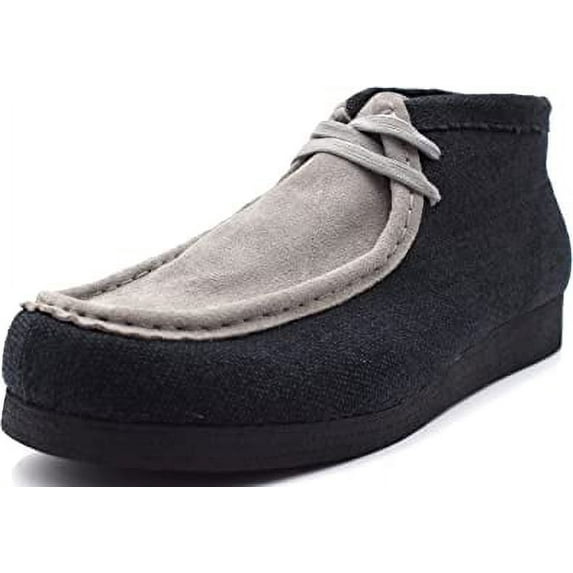 NEKTA/ke'nekt/Kingston Textile Chukka Boots for Men - Men's High-Top Casual Boots Black/Grey 13
