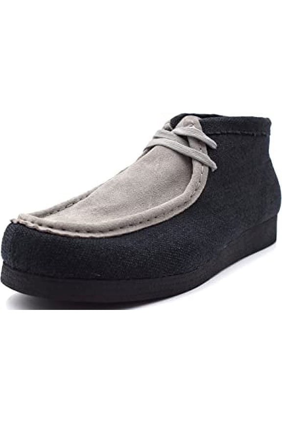 /Kingston Textile Chukka Boots for Men - Men's High-Top Casual Boots Black/Grey 9.5