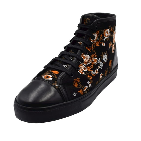 NEKTA /ke'nekt/ Men's Fashion Sneaker/ Lace-Up Leather Sneakers/ Casual Dress Shoes - Ryder Black/ Orange 9
