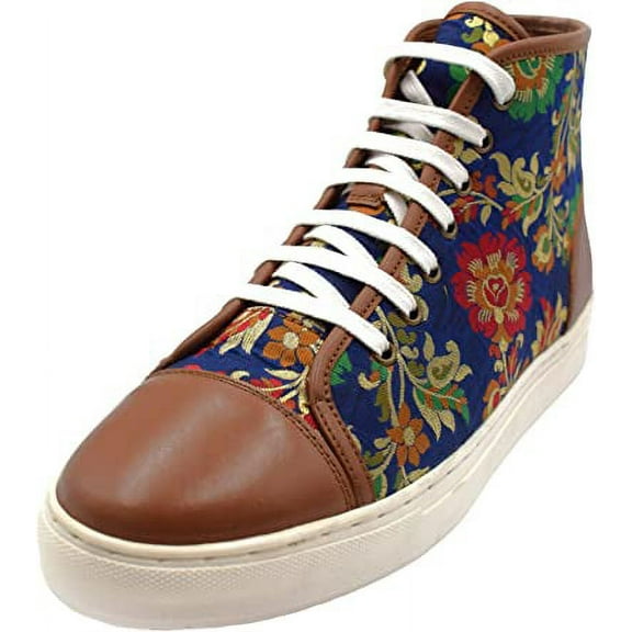 NEKTA /ke'nekt/ Men's Fashion Sneaker/ Lace-Up Leather Sneakers/ Casual Dress Shoes - Ryder Tan/Navy 11