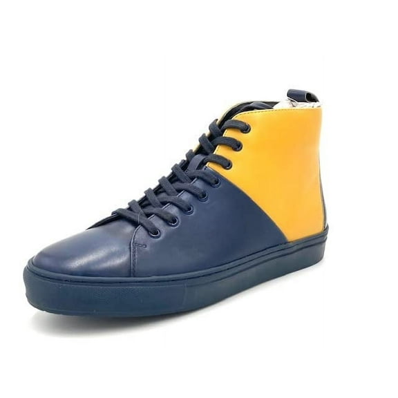 NEKTA /ke'nekt/ Men's High Top/Lace-up Fashion Sneakers Francis Navy/Yellow 7